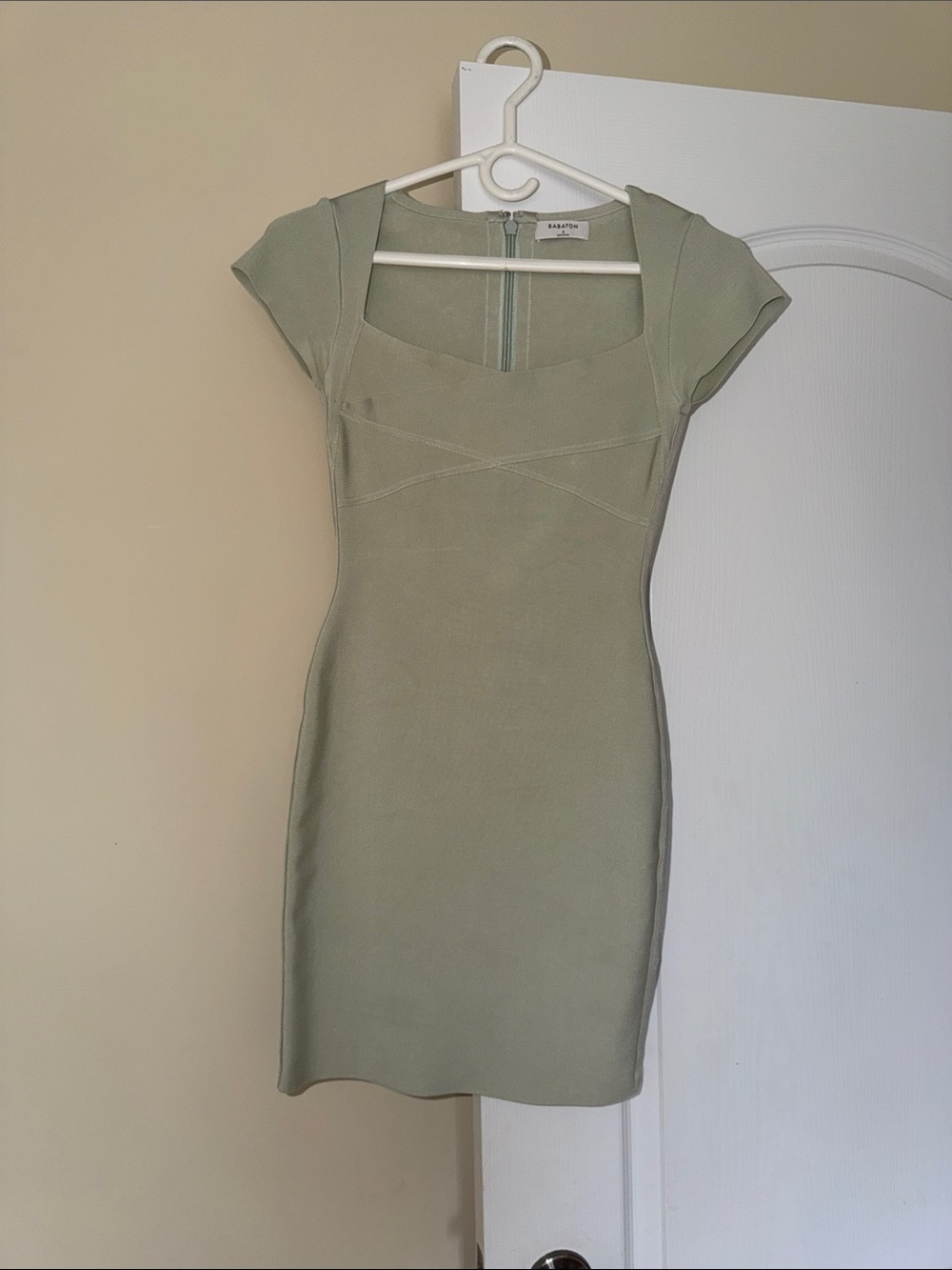 Structured Bodycon Neck Mint Green Bodycon Dress